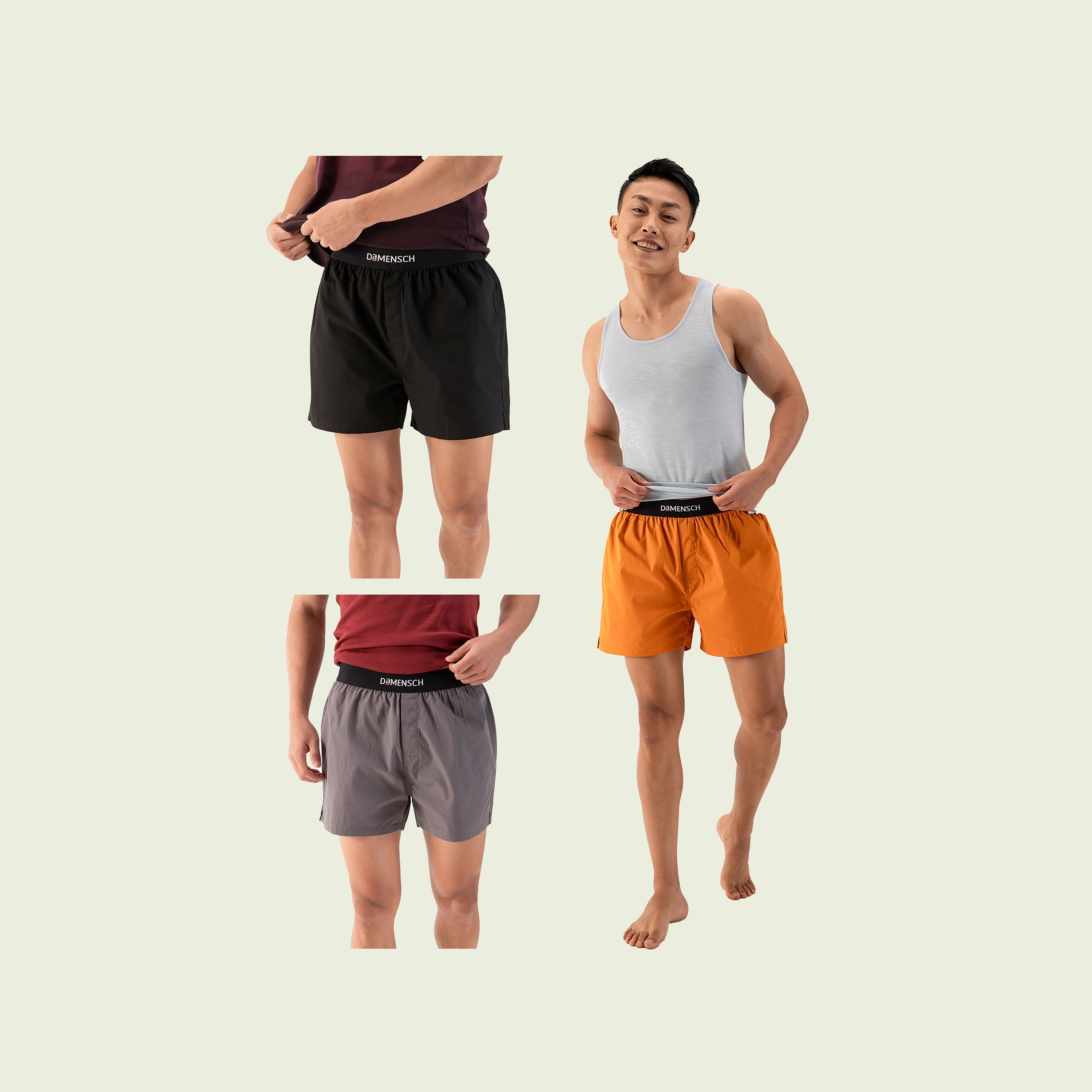 Damensch Men's Pack of 3 Plain Branding Elasticated Boxer Shorts-men-clothing-innerwear-underwear-image-1