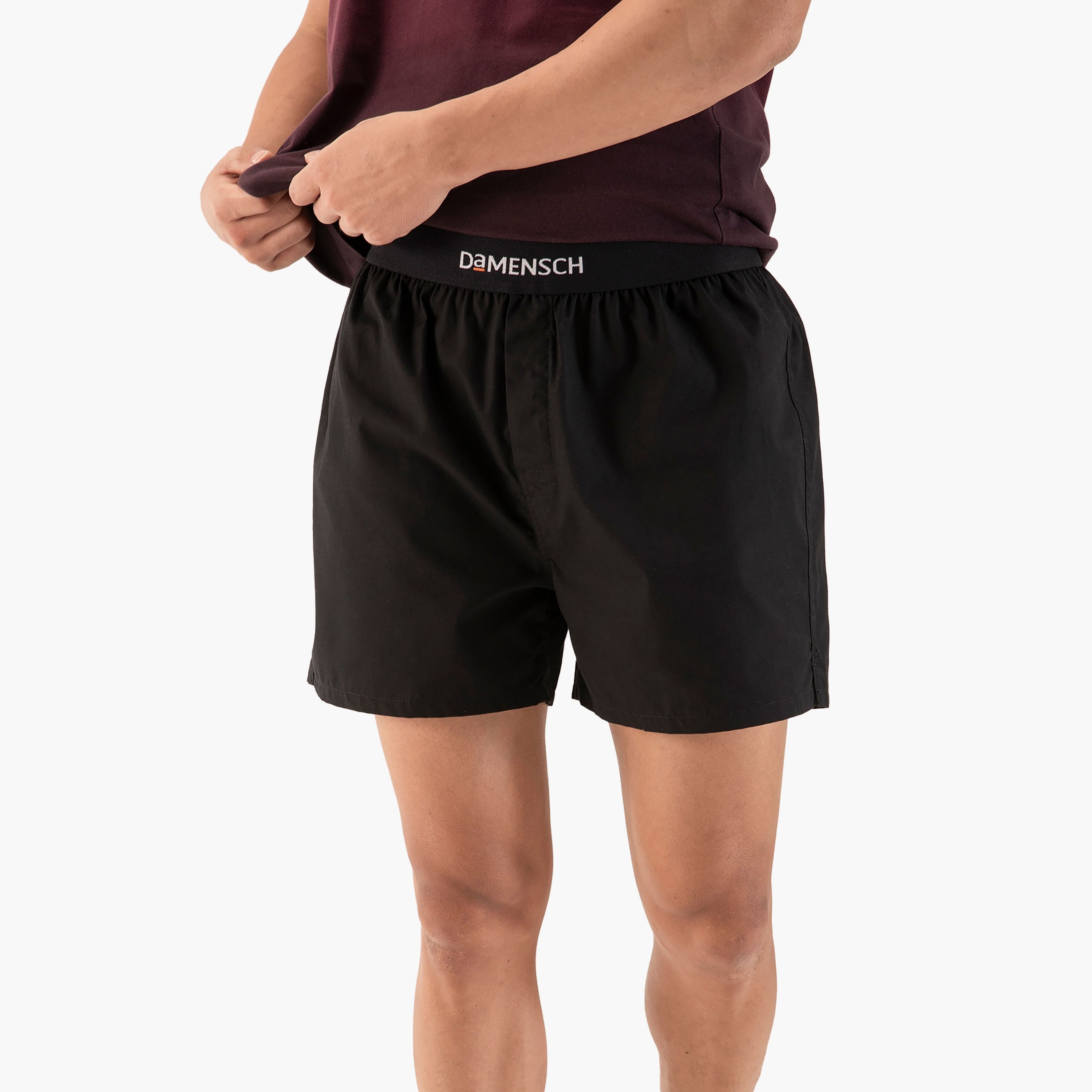 Damensch Men's Pack of 3 Plain Branding Elasticated Boxer Shorts-men-clothing-innerwear-underwear-image-2
