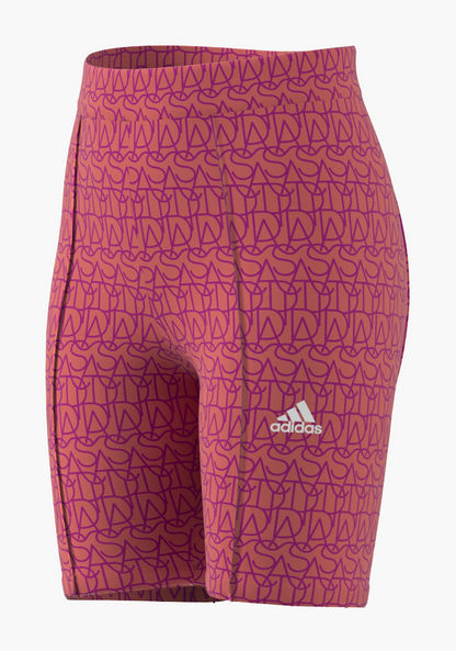 adidas All-Over Print Cycling Shorts with Elasticised Waistband-Bottoms-image-4
