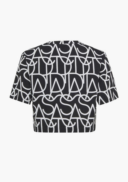 adidas All-Over Print Cropped T-shirt with Round Neck and Short Sleeves-Tops-image-1
