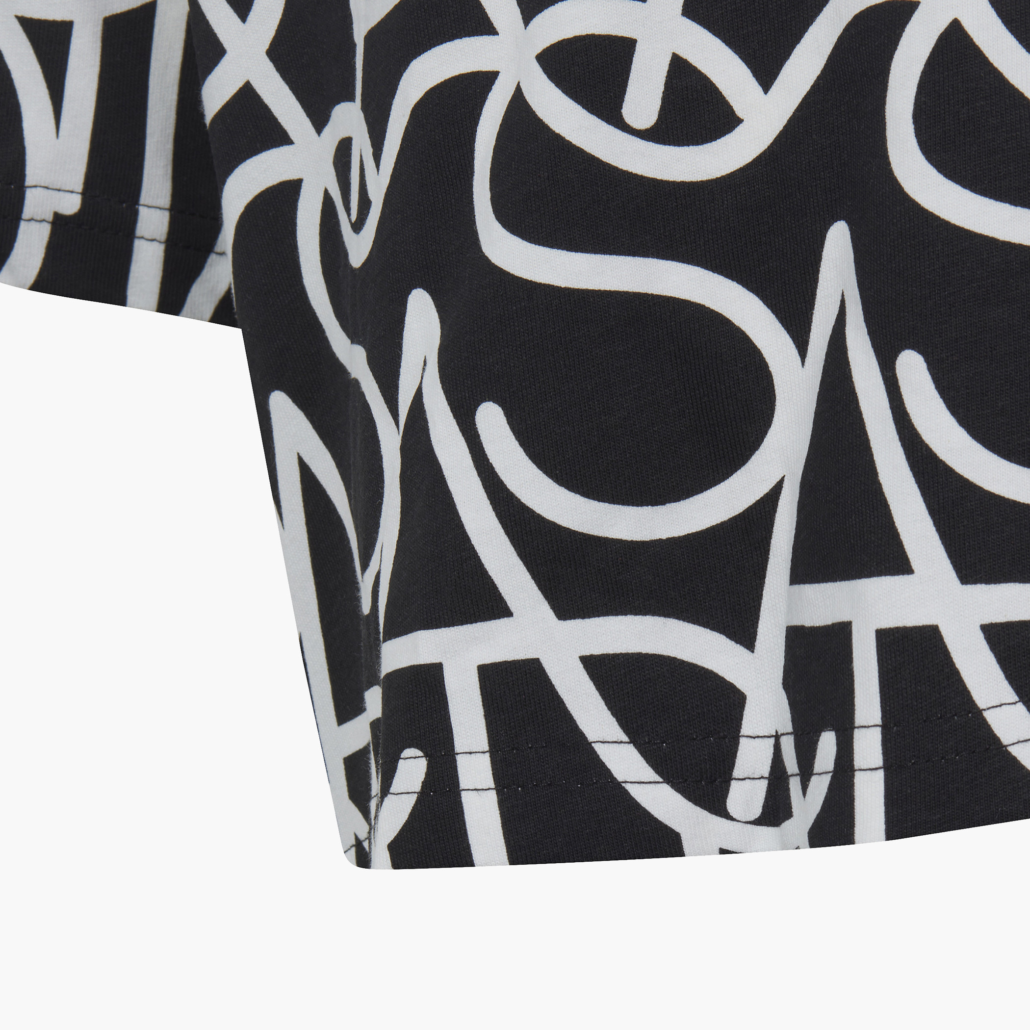 adidas All-Over Print Cropped T-shirt with Round Neck and Short Sleeves-girls-clothing-tshirts-image-4
