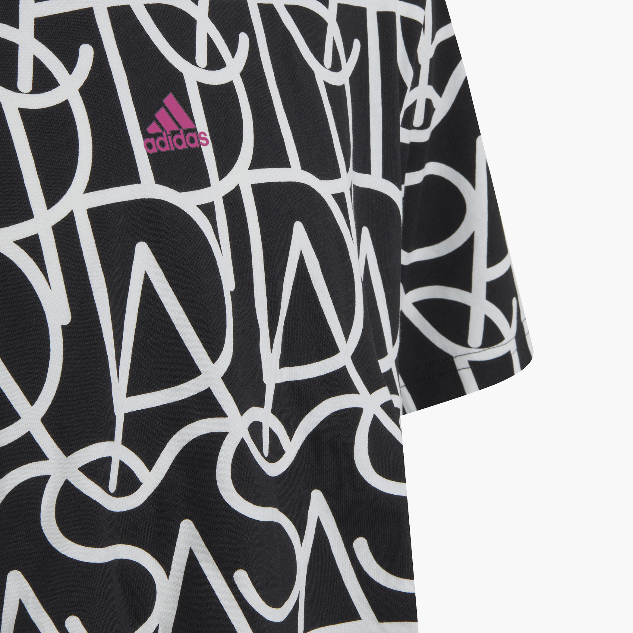adidas All-Over Print Cropped T-shirt with Round Neck and Short Sleeves-girls-clothing-tshirts-image-5