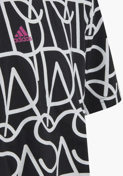 adidas All-Over Print Cropped T-shirt with Round Neck and Short Sleeves-Tops-image-4