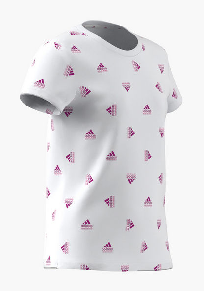 adidas All-Over Logo Print T-shirt with Round Neck and Short Sleeves-Tops-image-10