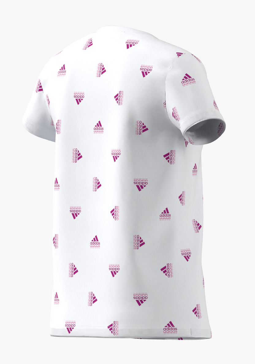 adidas All-Over Logo Print T-shirt with Round Neck and Short Sleeves-Tops-image-1