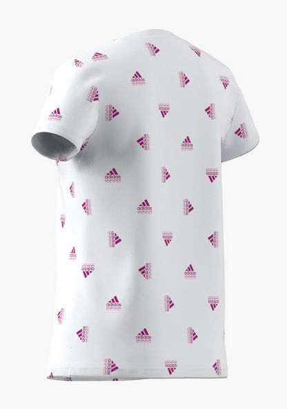 adidas All-Over Logo Print T-shirt with Round Neck and Short Sleeves-Tops-image-3