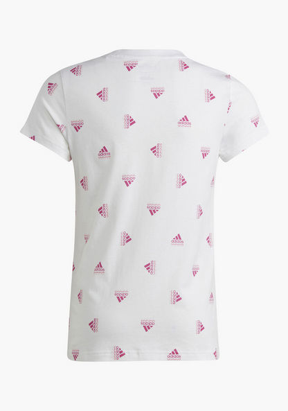 adidas All-Over Logo Print T-shirt with Round Neck and Short Sleeves-Tops-image-6