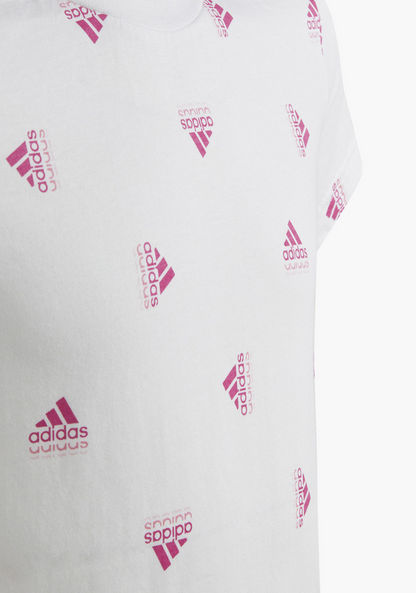 adidas All-Over Logo Print T-shirt with Round Neck and Short Sleeves-Tops-image-7