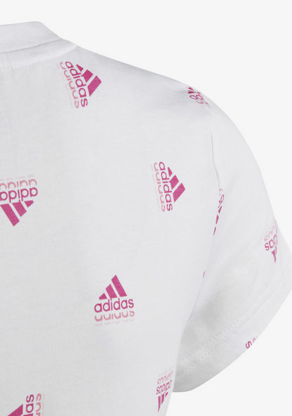 adidas All-Over Logo Print T-shirt with Round Neck and Short Sleeves-Tops-image-8