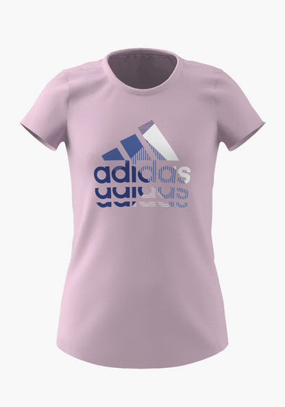 adidas Logo Print T-shirt with Crew Neck and Short Sleeves-Tops-image-0