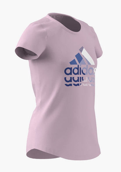 adidas Logo Print T-shirt with Crew Neck and Short Sleeves-Tops-image-1