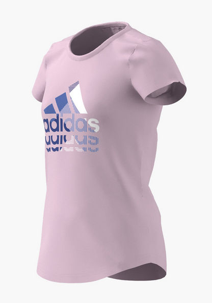 adidas Logo Print T-shirt with Crew Neck and Short Sleeves-Tops-image-3