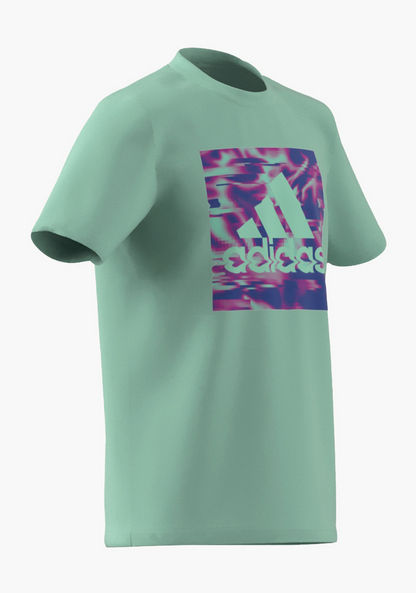 adidas Logo Print T-shirt with Short Sleeves-Tops-image-1