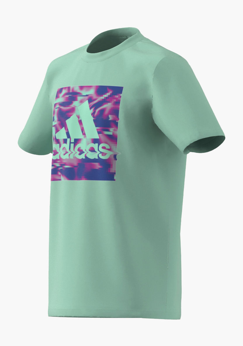 adidas Logo Print T-shirt with Short Sleeves-Tops-image-6