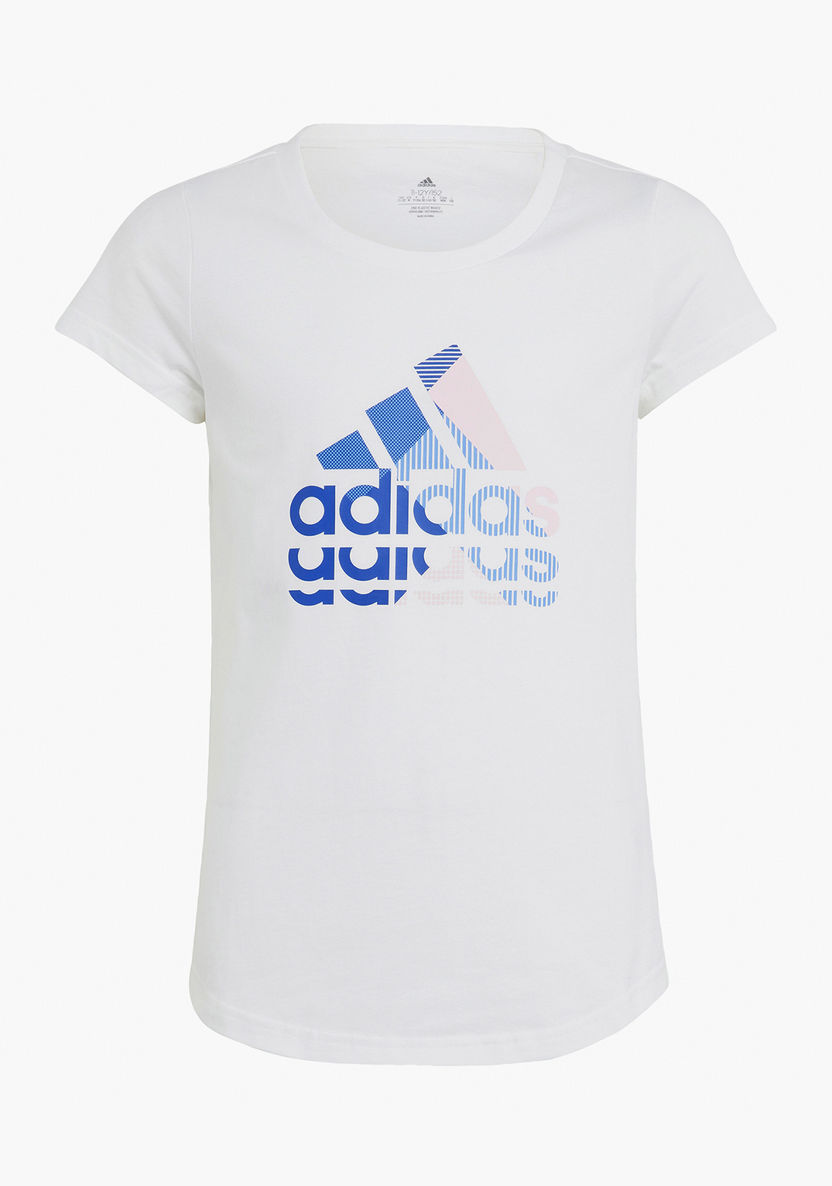 adidas Logo Print T-shirt with Short Sleeves and Round Neck-Tops-image-0
