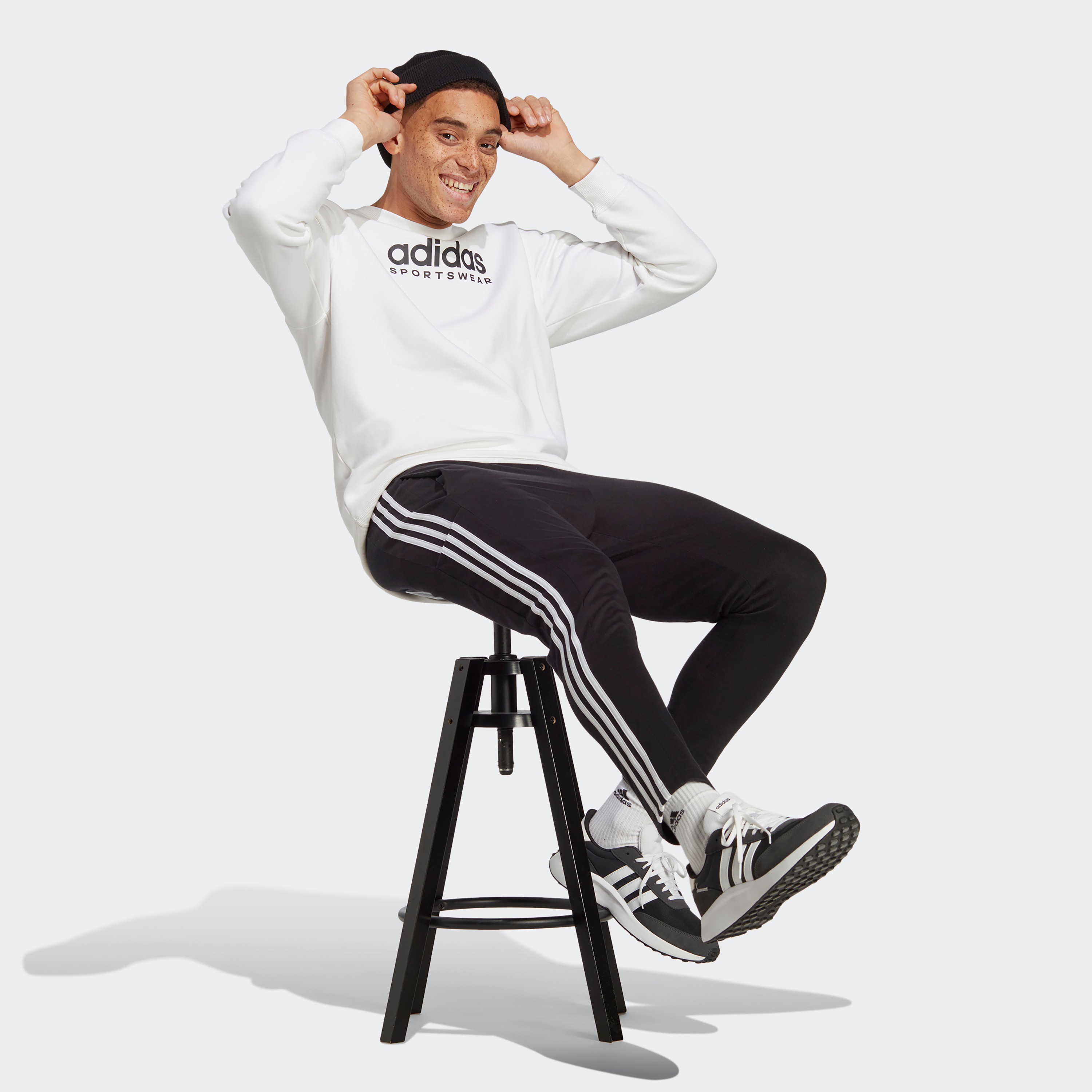 Adidas Men Essentials Single Jersey Tapered Open Hem 3-Stripes Joggers | OE-men-clothing-sportswearandactivewear-bottoms-image-2