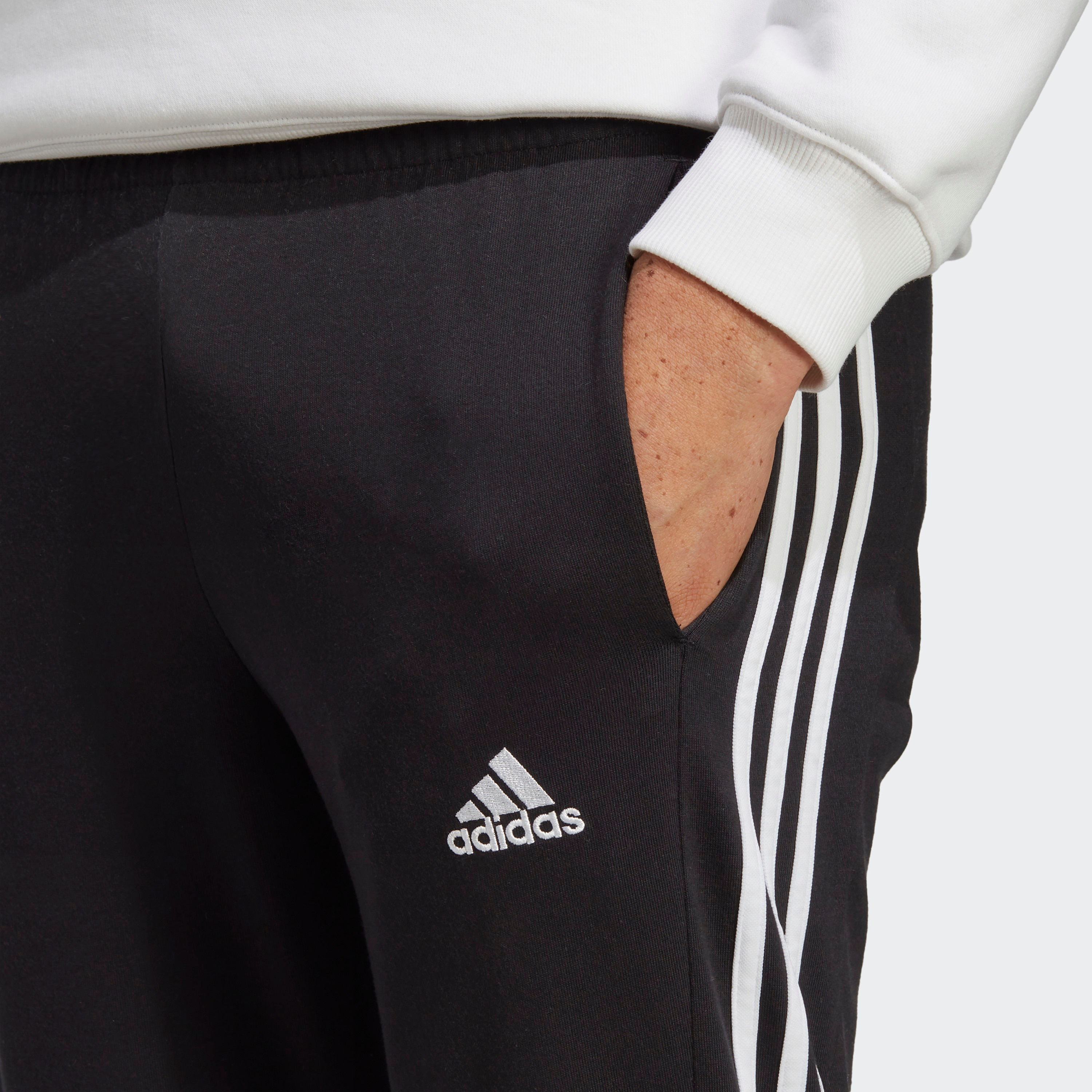 Adidas Men Essentials Single Jersey Tapered Open Hem 3-Stripes Joggers | OE-men-clothing-sportswearandactivewear-bottoms-image-3