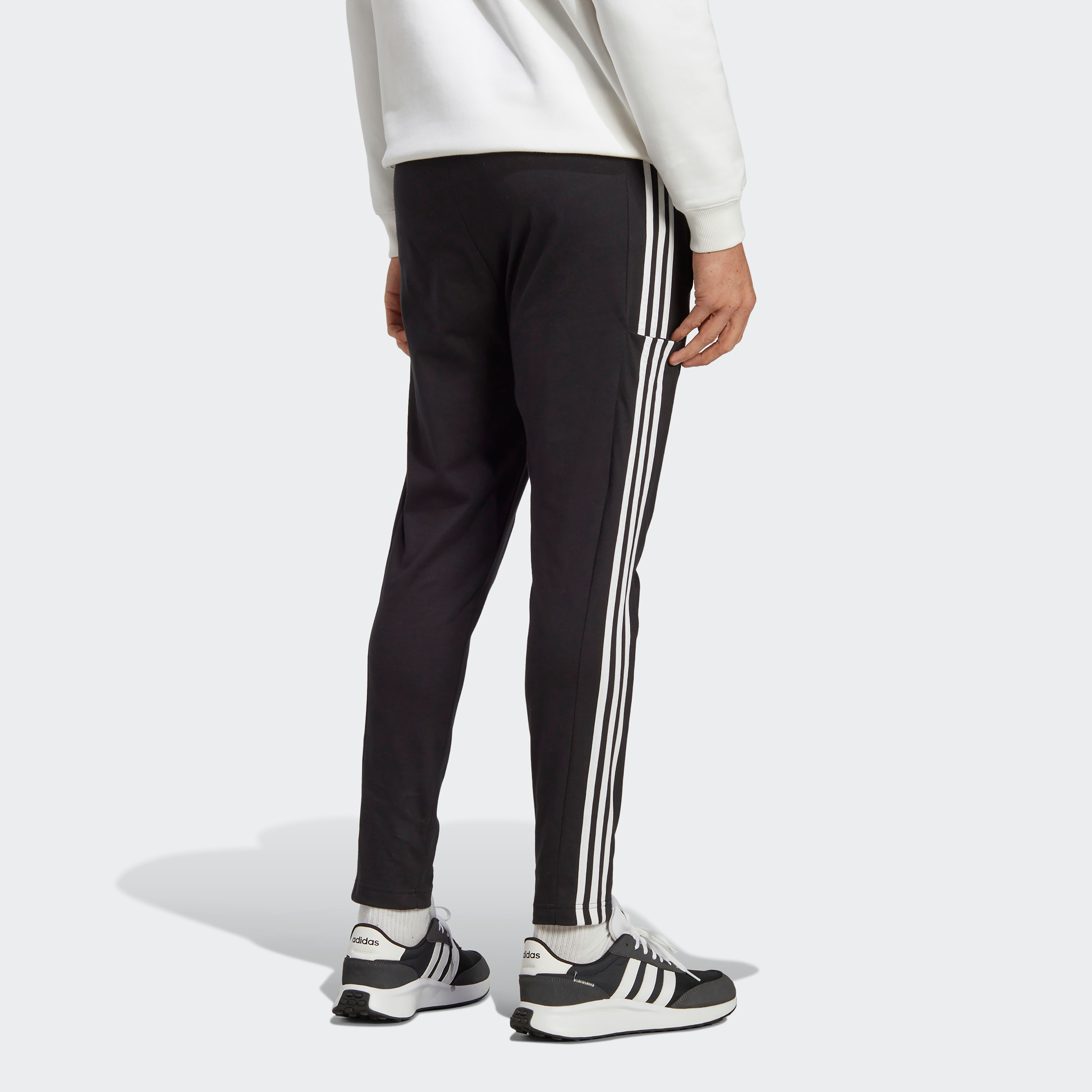 Adidas Men Essentials Single Jersey Tapered Open Hem 3-Stripes Joggers | OE-men-clothing-sportswearandactivewear-bottoms-image-4