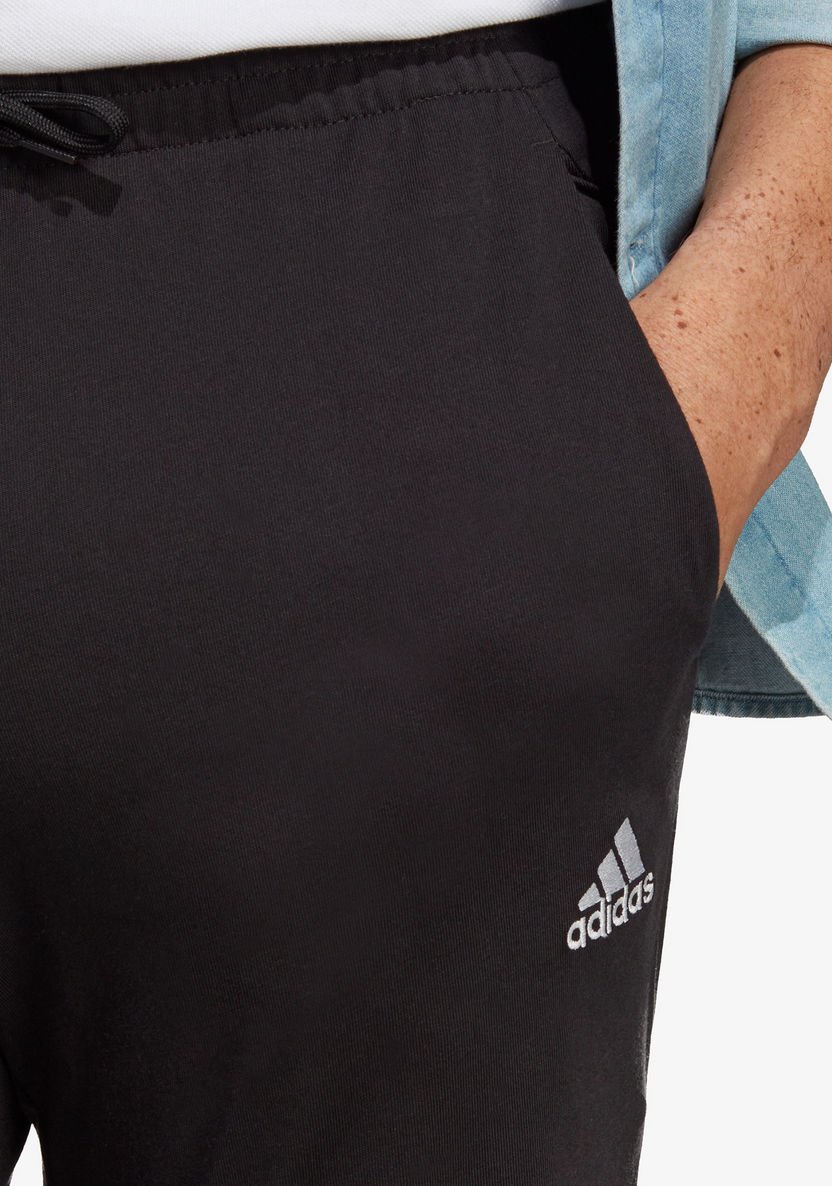Adidas Logo Print Track Pants with Drawstring Closure and Pockets-Bottoms-image-3