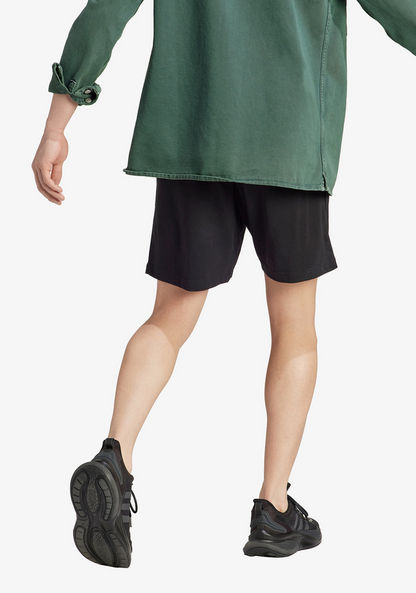Adidas Logo Print Shorts with Drawstring Closure and Pockets-Bottoms-image-1