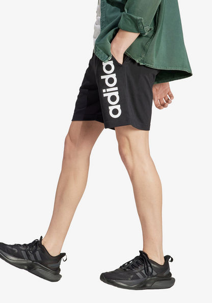 Adidas Logo Print Shorts with Drawstring Closure and Pockets-Bottoms-image-2