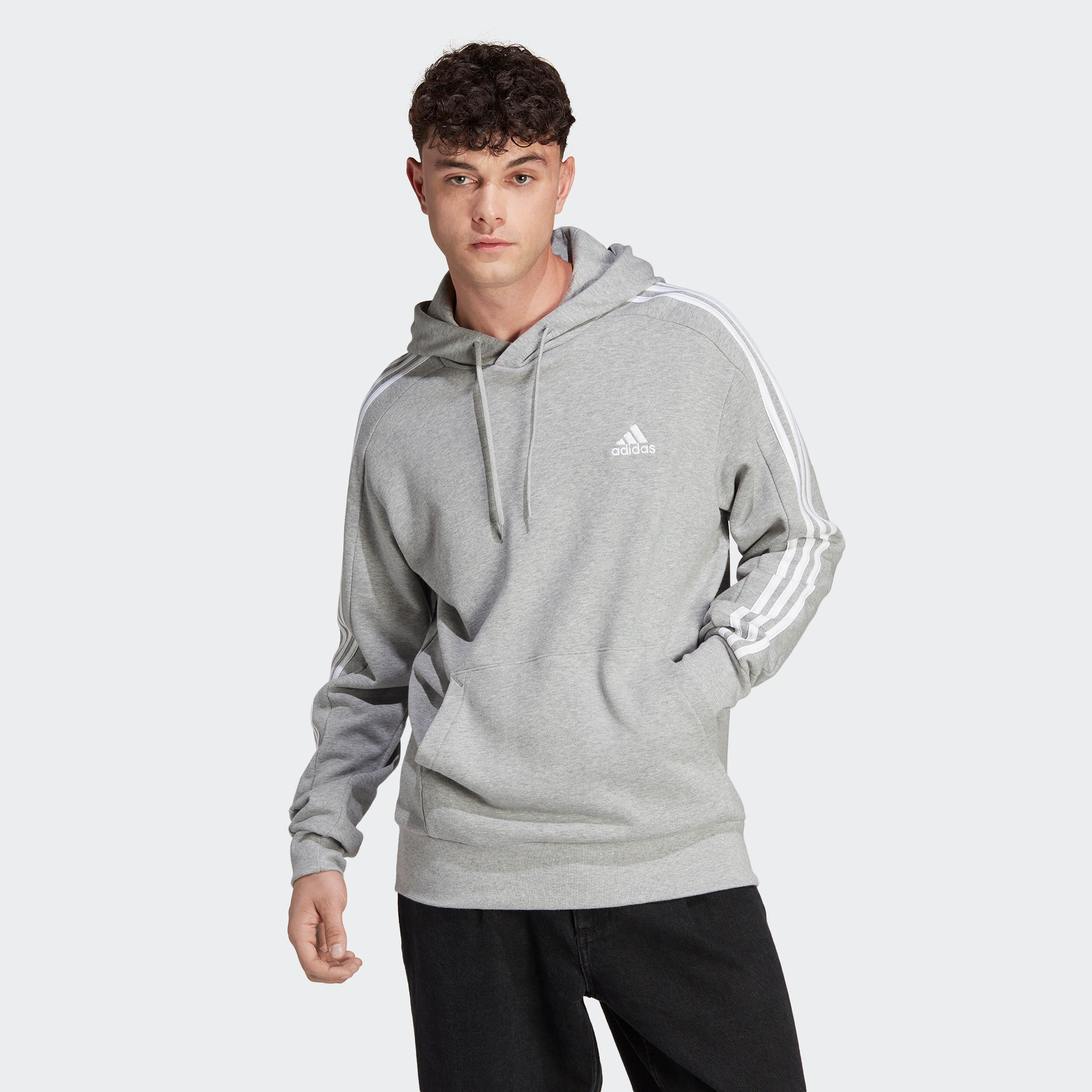 Adidas 3 2025 stripe hoodie grey