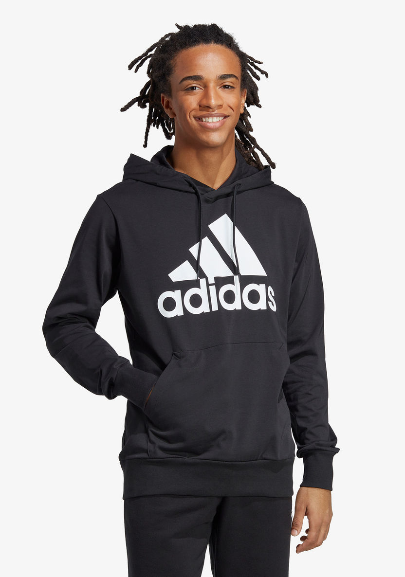Adidas Logo Print Sweatshirt with Hood-Hoodies & Sweatshirts-image-0