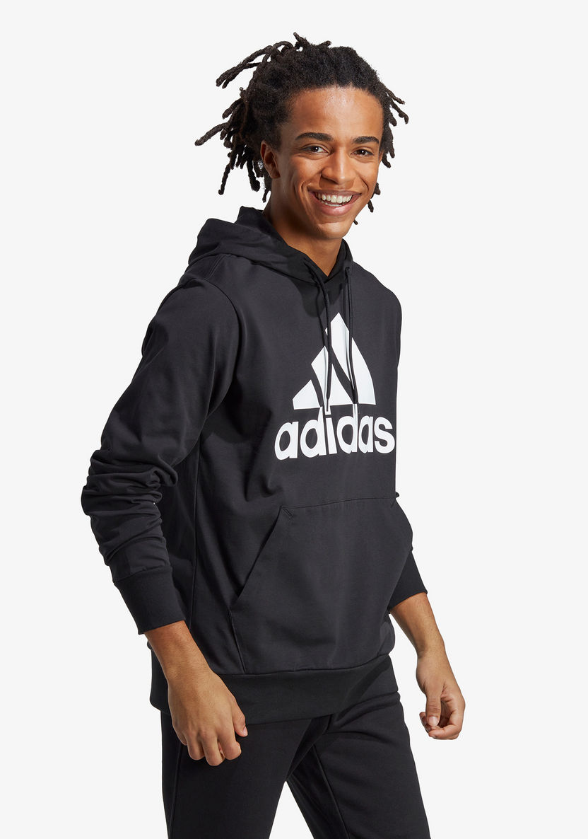 Adidas Logo Print Sweatshirt with Hood-Hoodies & Sweatshirts-image-1