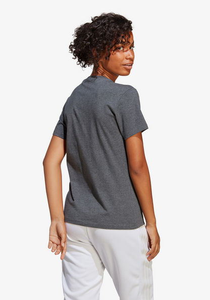 Adidas Logo Print Round Neck T-shirt with Short Sleeves-T Shirts & Vests-image-1