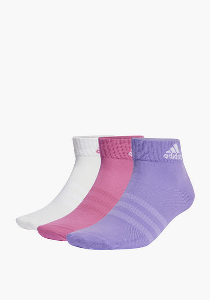 adidas Logo Print Ankle Length Sports Socks - Set of 3-Socks-image-0