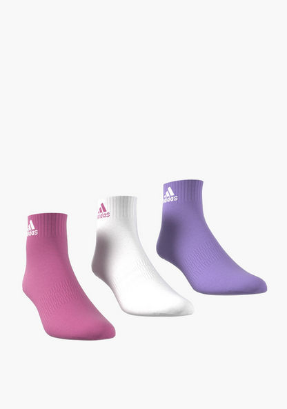 adidas Logo Print Ankle Length Sports Socks - Set of 3-Socks-image-1