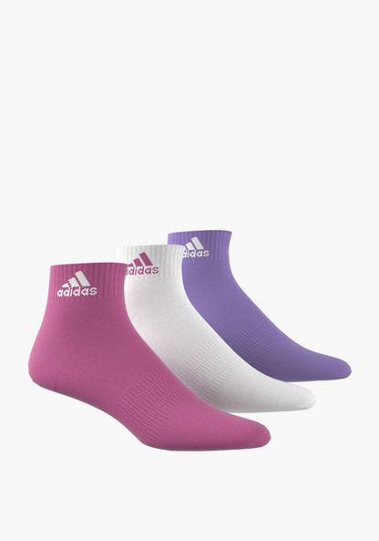 adidas Logo Print Ankle Length Sports Socks - Set of 3-Socks-image-2