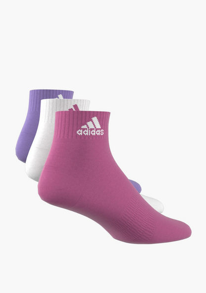 adidas Logo Print Ankle Length Sports Socks - Set of 3-Socks-image-3