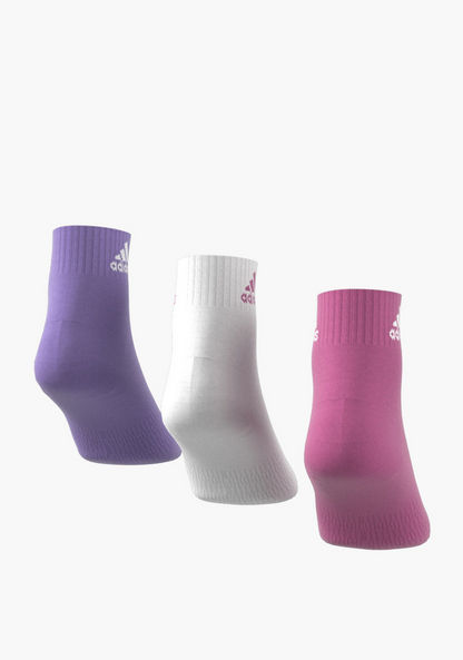 adidas Logo Print Ankle Length Sports Socks - Set of 3-Socks-image-4
