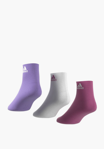 adidas Logo Print Ankle Length Sports Socks - Set of 3-Socks-image-5