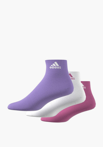 adidas Logo Print Ankle Length Sports Socks - Set of 3-Socks-image-6