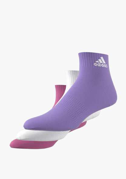 adidas Logo Print Ankle Length Sports Socks - Set of 3-Socks-image-7