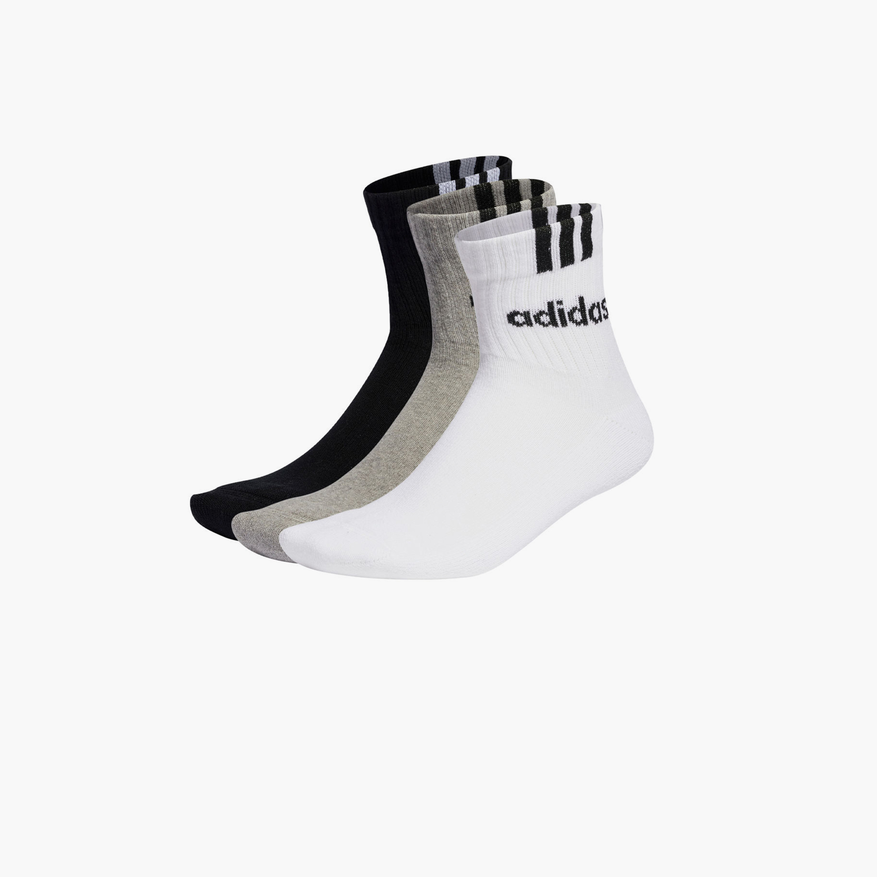 أديداس - جوارب مبطنة 3 خطوط نصف طول، 3 أزواج IC1296 | OE-sports-men-accessories-image-1