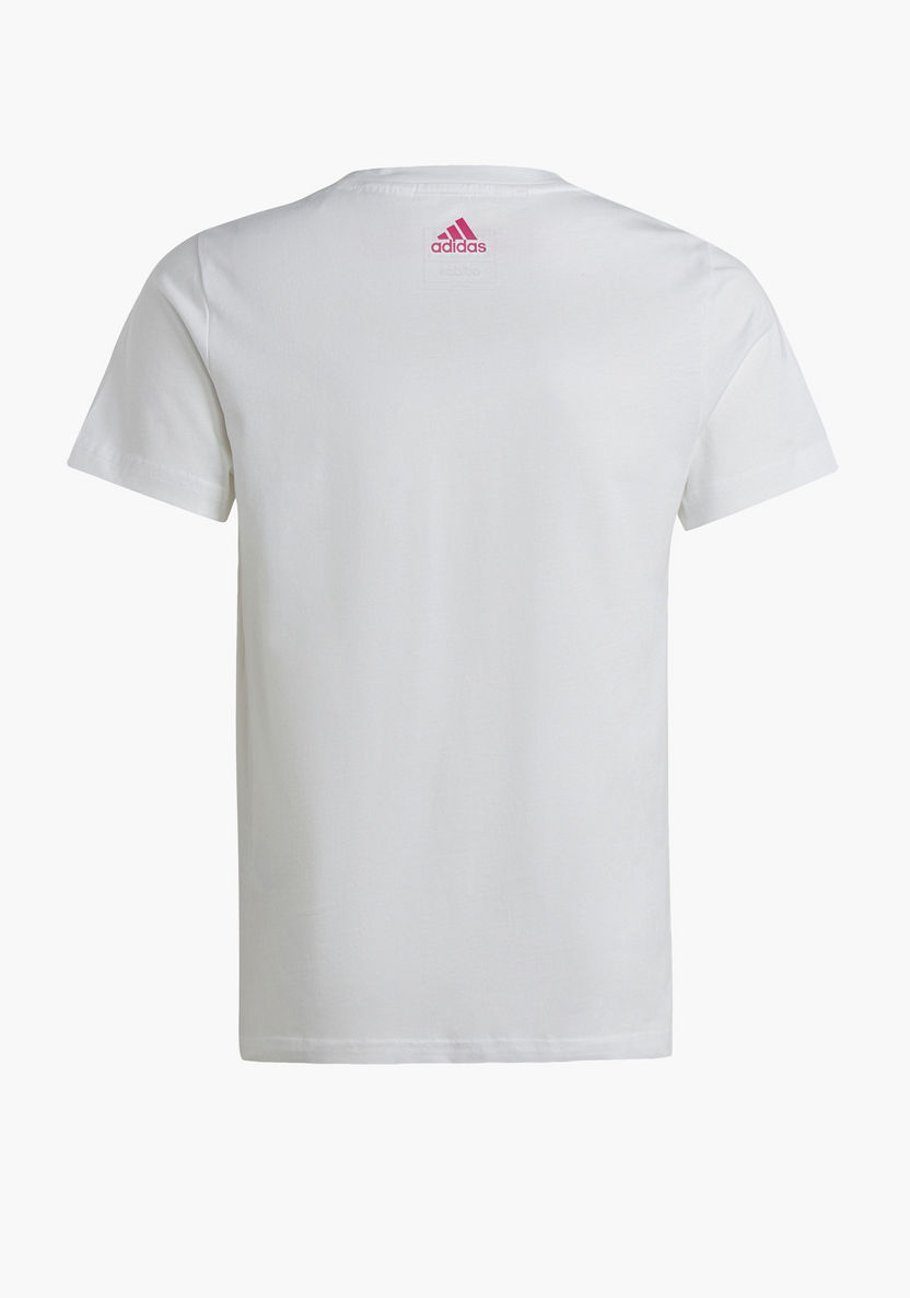 adidas Logo Print Round Neck T-shirt with Short Sleeves-Tops-image-1