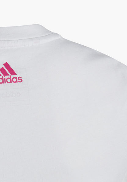 adidas Logo Print Round Neck T-shirt with Short Sleeves-Tops-image-3