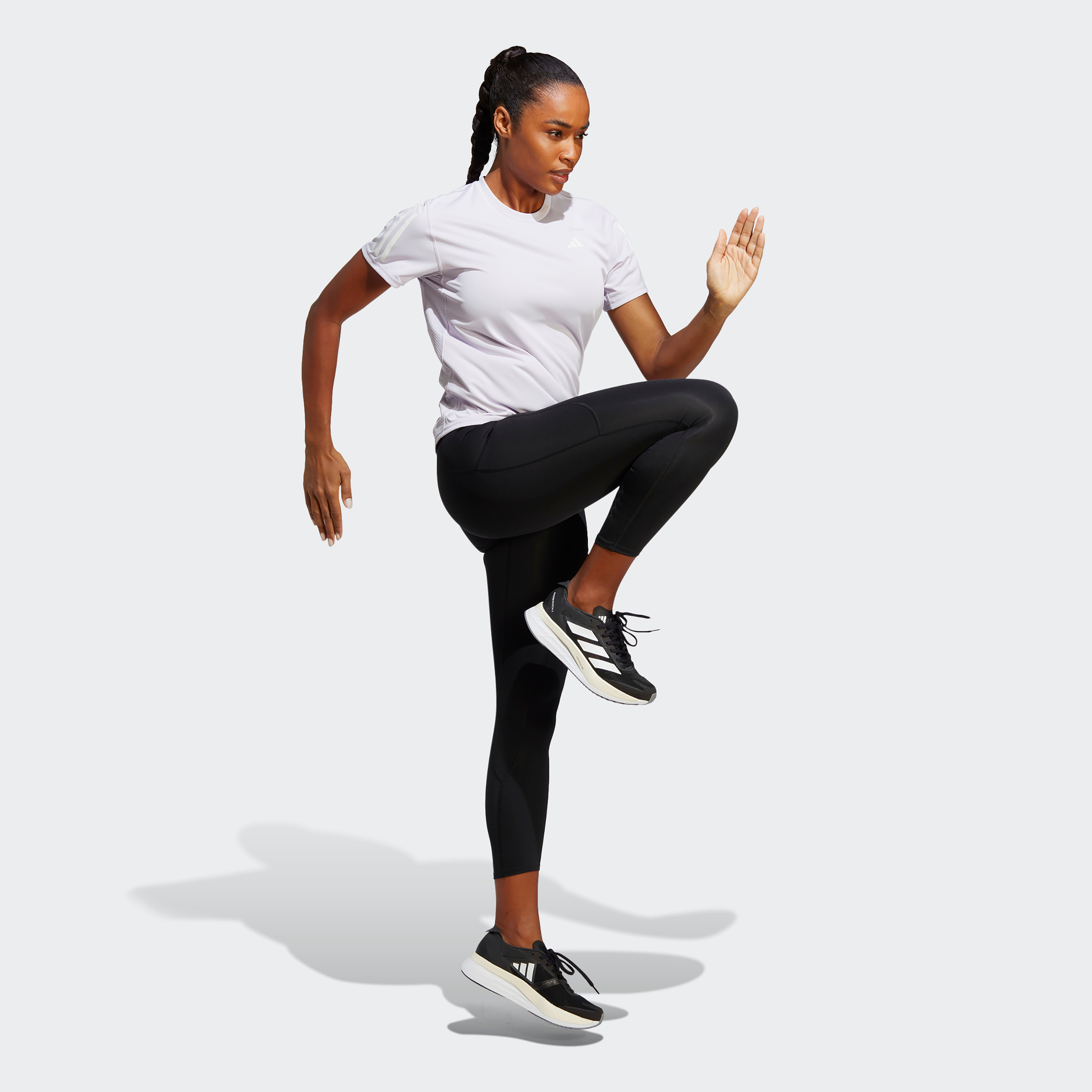 Adidas Own The Run Women 3 Stripe T Shirt-sports-women-clothing-tshirtsandvests-image-2