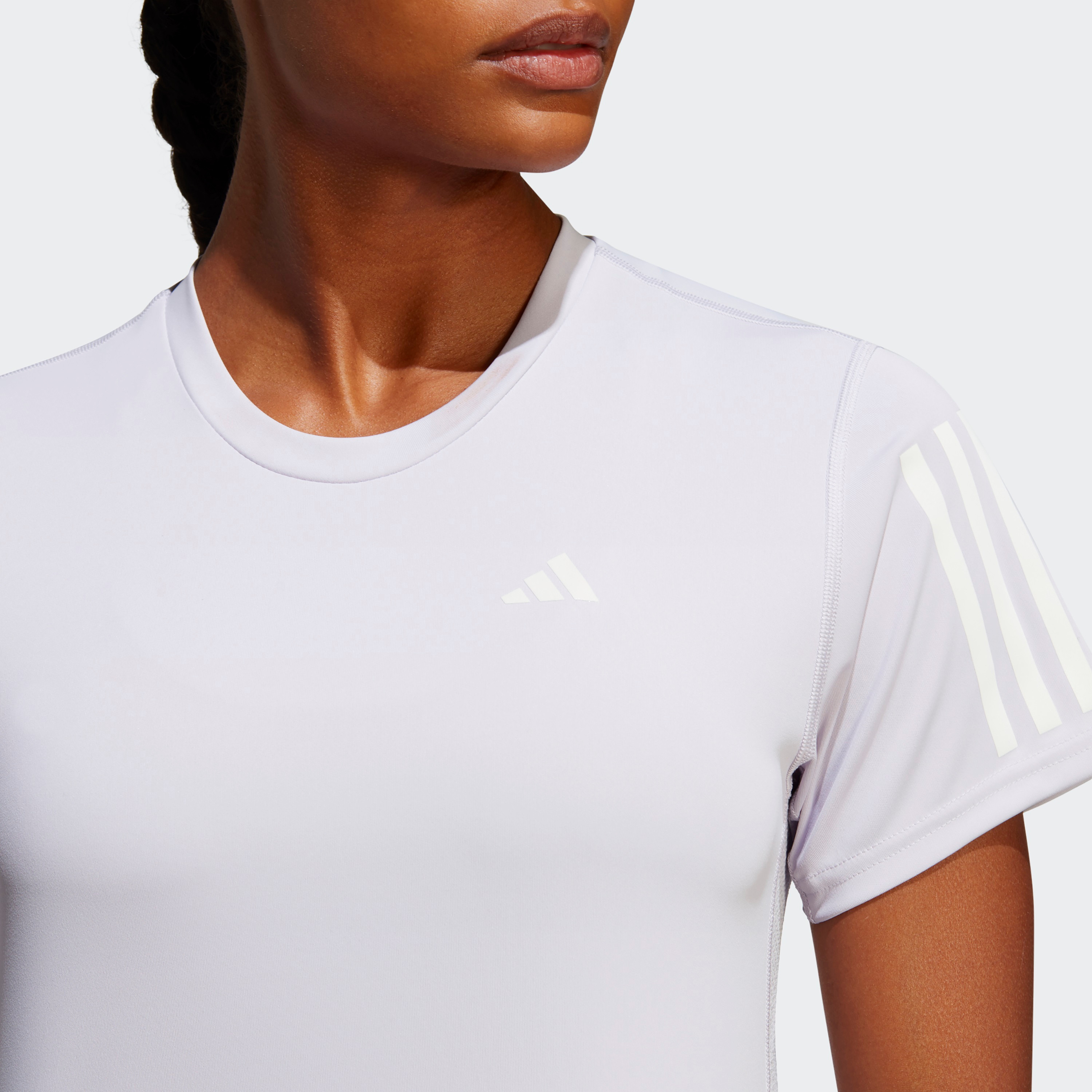 Adidas Own The Run Women 3 Stripe T Shirt-sports-women-clothing-tshirtsandvests-image-3