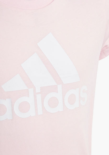 adidas Logo Print Round Neck T-shirt with Short Sleeves-T Shirts-image-3