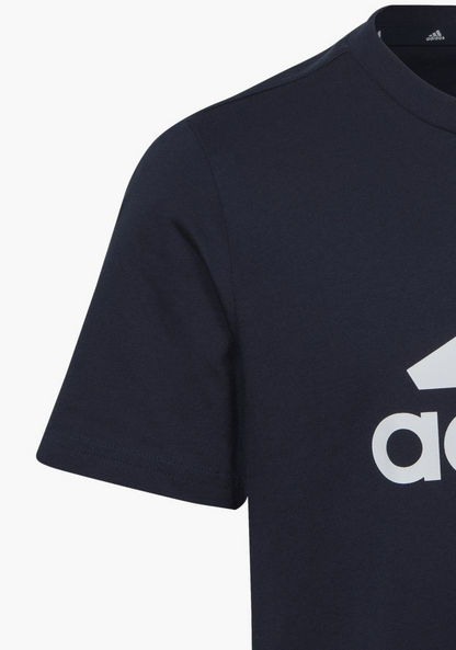 adidas Logo Print T-shirt with Round Neck and Short Sleeves-Tops-image-4