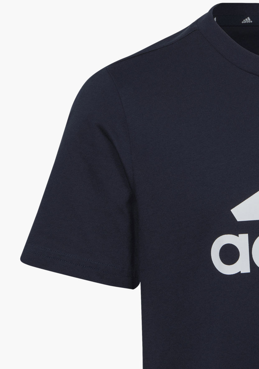 adidas Logo Print T-shirt with Round Neck and Short Sleeves-Tops-image-4