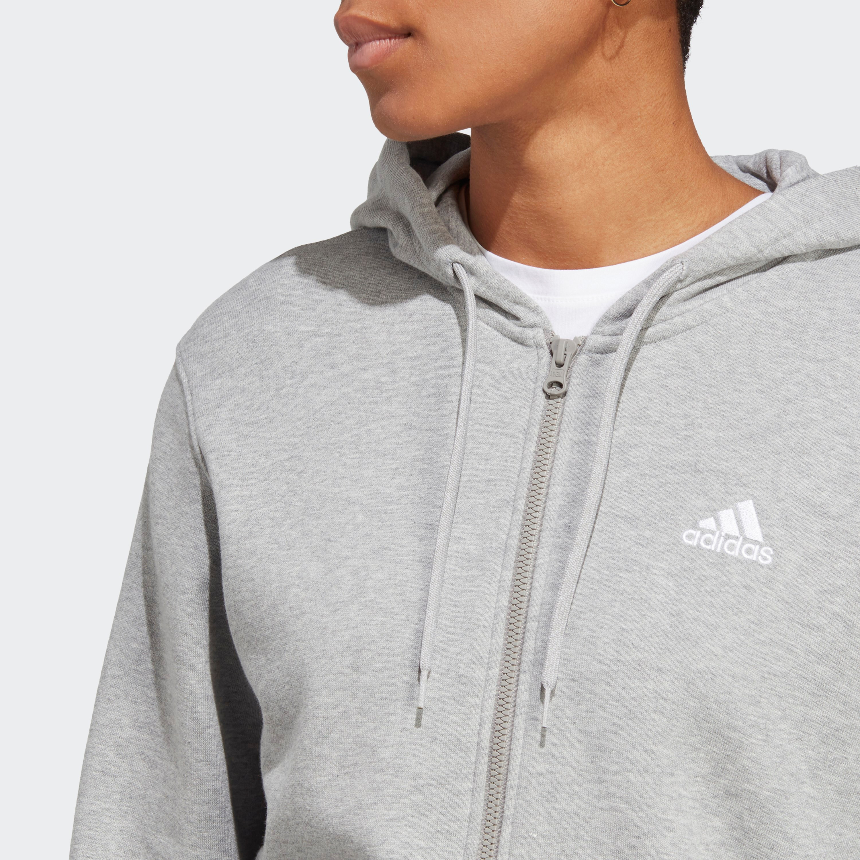 هودي تيري فرنسي بسحّاب كامل إسنشيالز لينير من اديداس للنساء | او اي-sports-women-clothing-hoodiesandsweatshirts-image-3