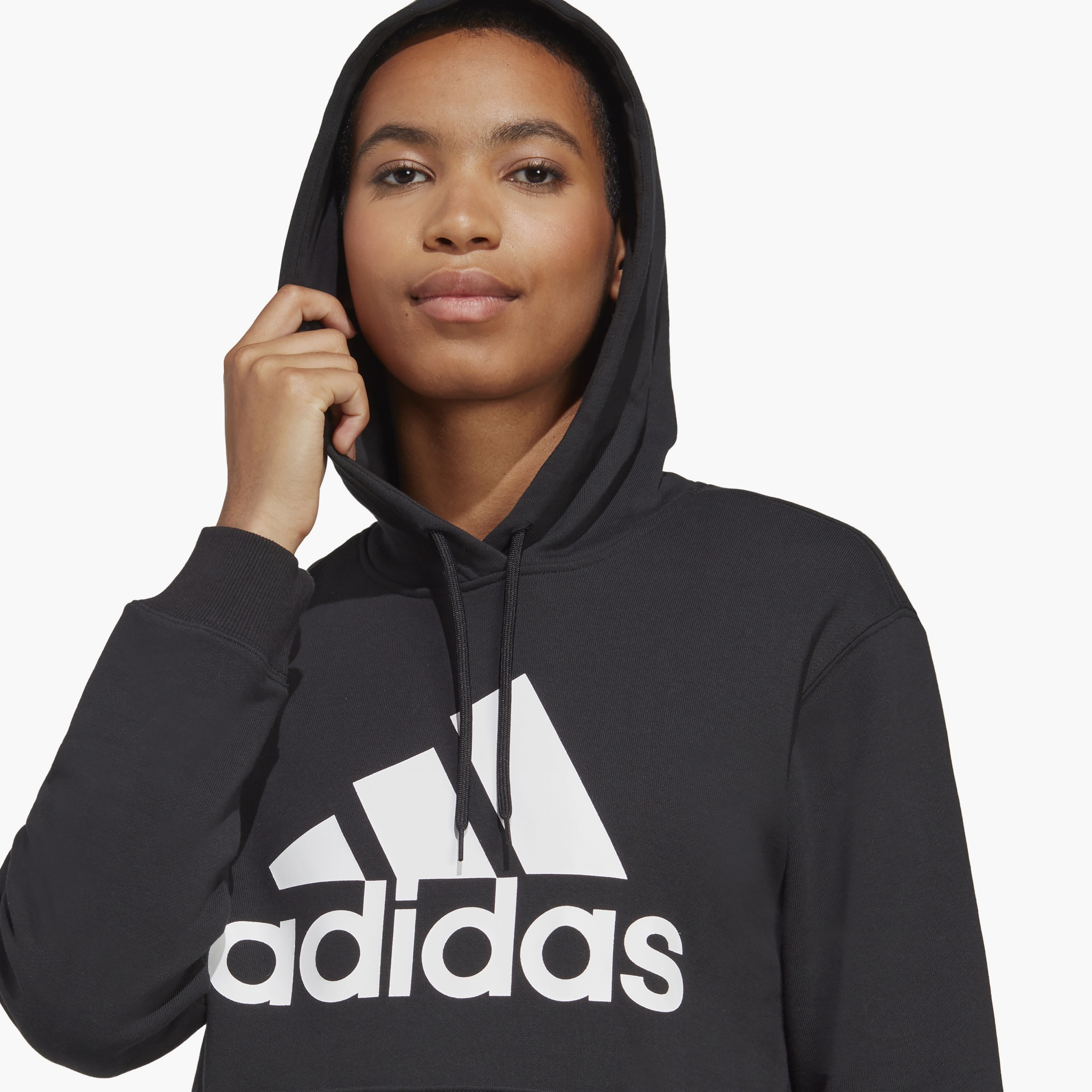 هودي اديداس اسينشالز للنساء بشعار كبير عادي ذو فرينش تيري IC6895 | OE-sports-women-clothing-hoodiesandsweatshirts-image-3