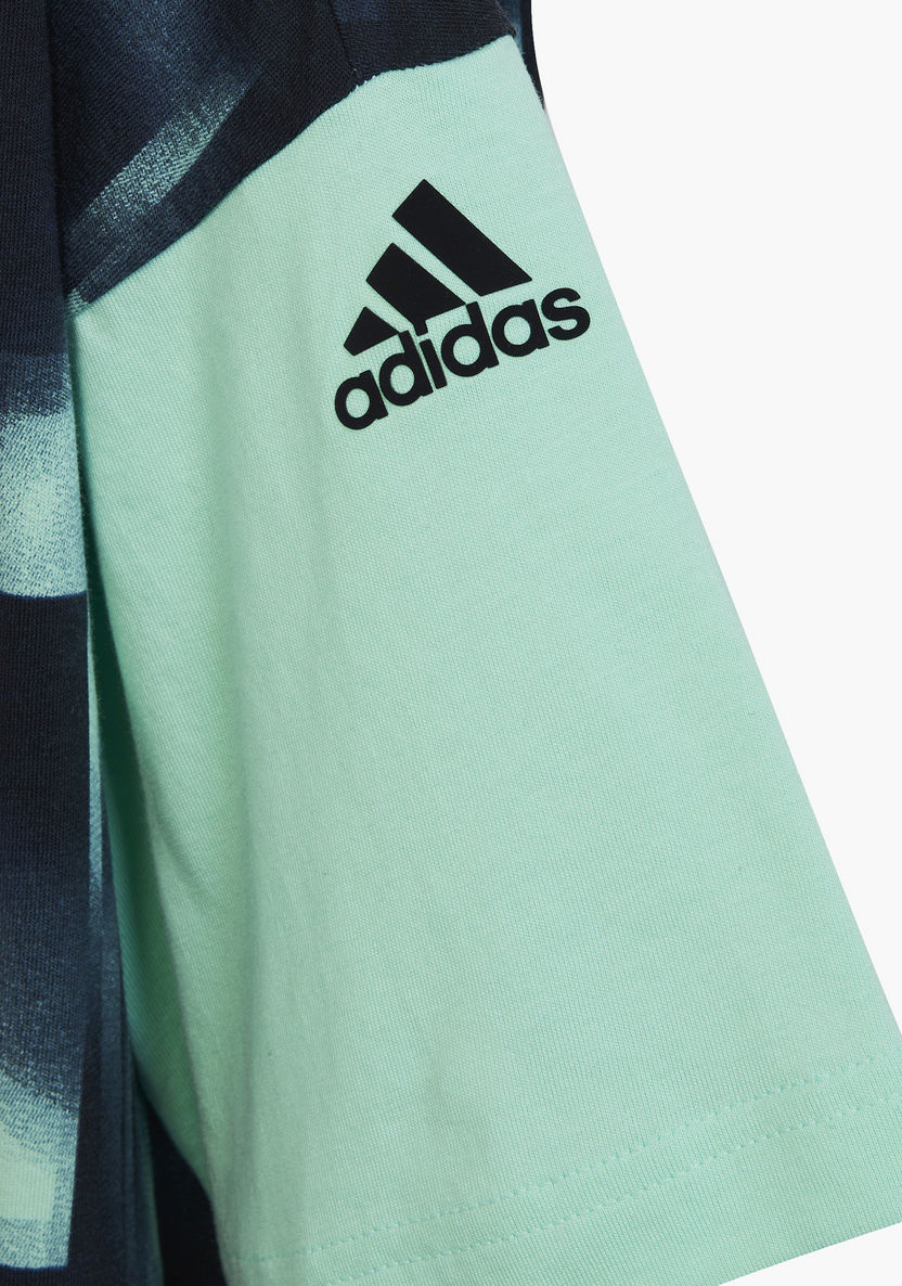 adidas Colourblock Round Neck T-shirt with Short Sleeves-Tops-image-3