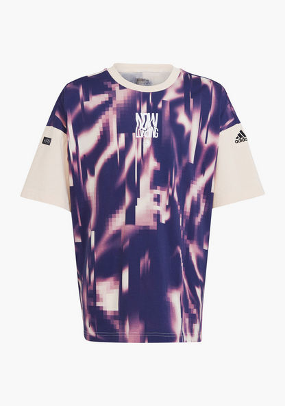 adidas Graphic Print T-shirt with Crew Neck and Short Sleeves-Tops-image-0