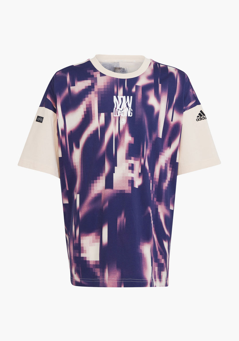 adidas Graphic Print T-shirt with Crew Neck and Short Sleeves-Tops-image-1